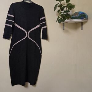 Gabby Skye Black Dress with Pink Accents